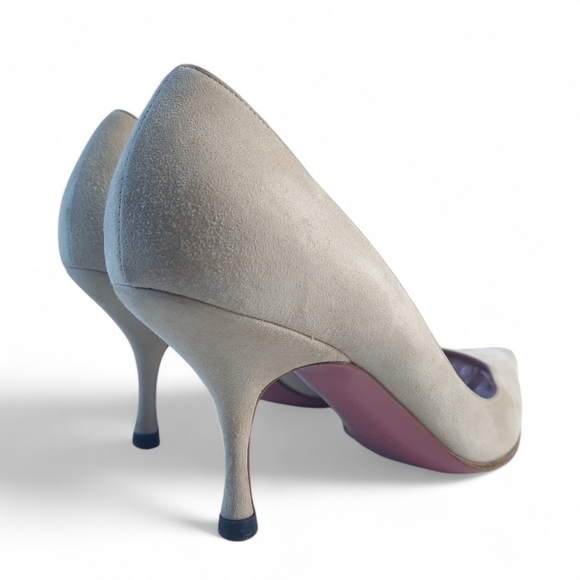 GUCCI Ivory Suede Point Toe Pumps Bubblegum Pink Raspberry Beige Italy 7 - Picture 5 of 9